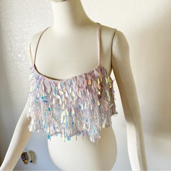Majorelle Mallory Embellished Crop Top in Silver size S - Picture 5 of 8